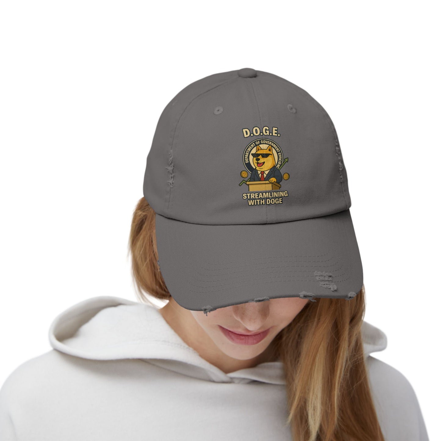 DOGE/ "🏛️ D.O.G.E. Official Hat " – Distressed Cap