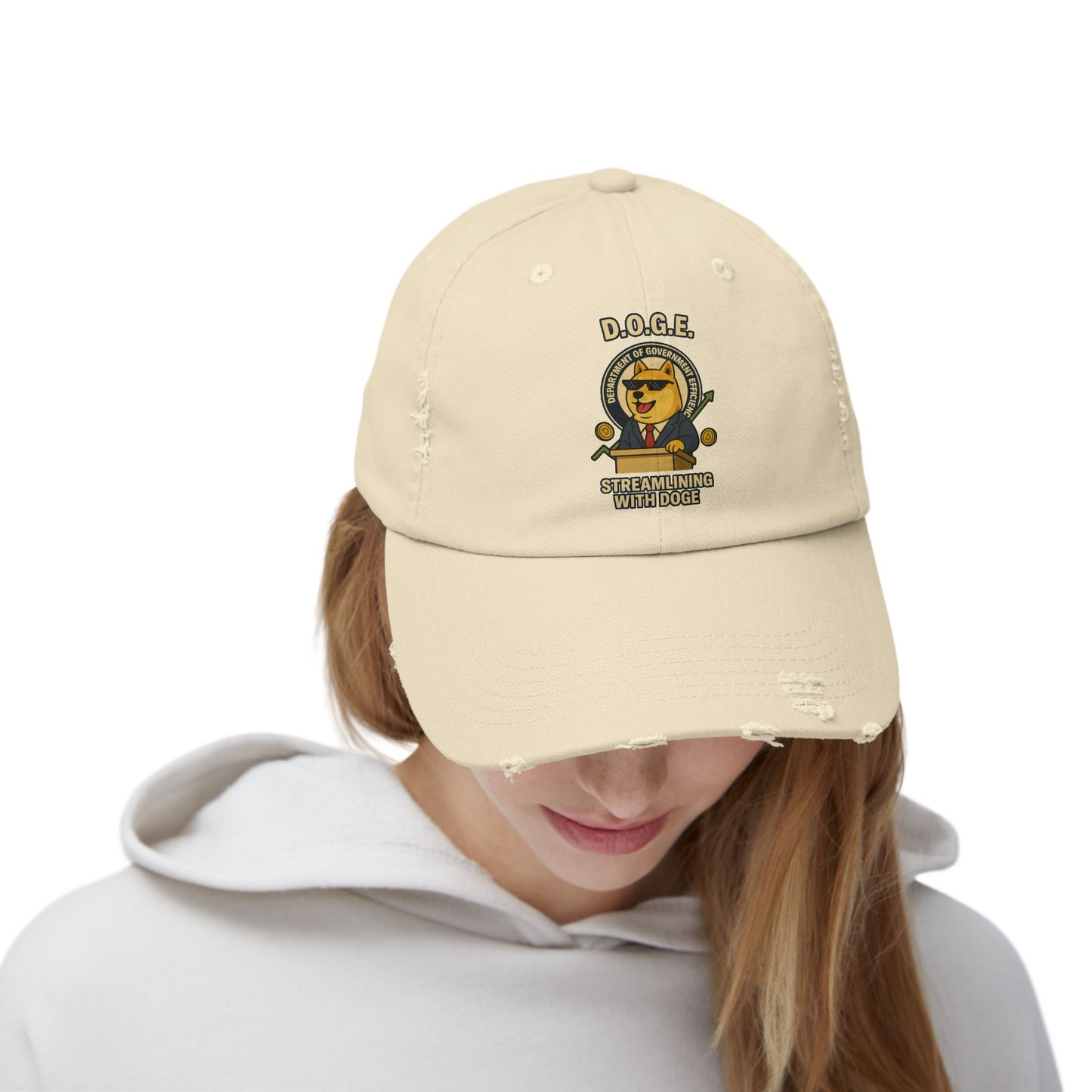 DOGE/ "🏛️ D.O.G.E. Official Hat " – Distressed Cap