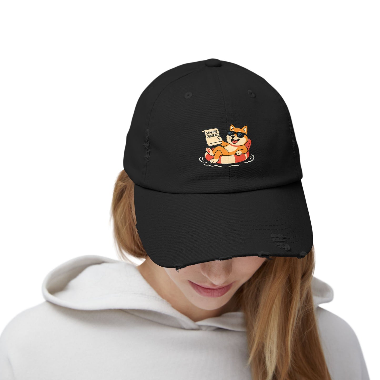 SHIB/ "Staked & Unbothered" –  Distressed Cap